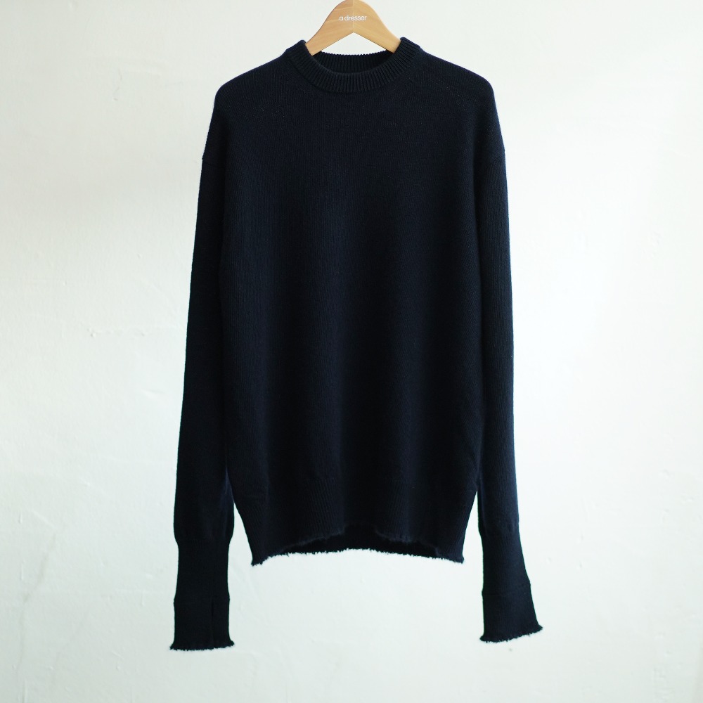 Strong Twist Shetland Lining Cashmere P/O Sweater (Navy)