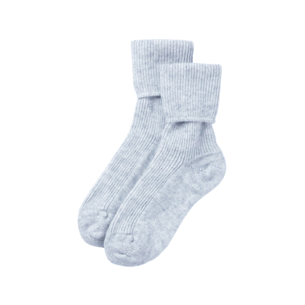 Cashmere Knitted Socks/Bed (Pale Blue Marl)