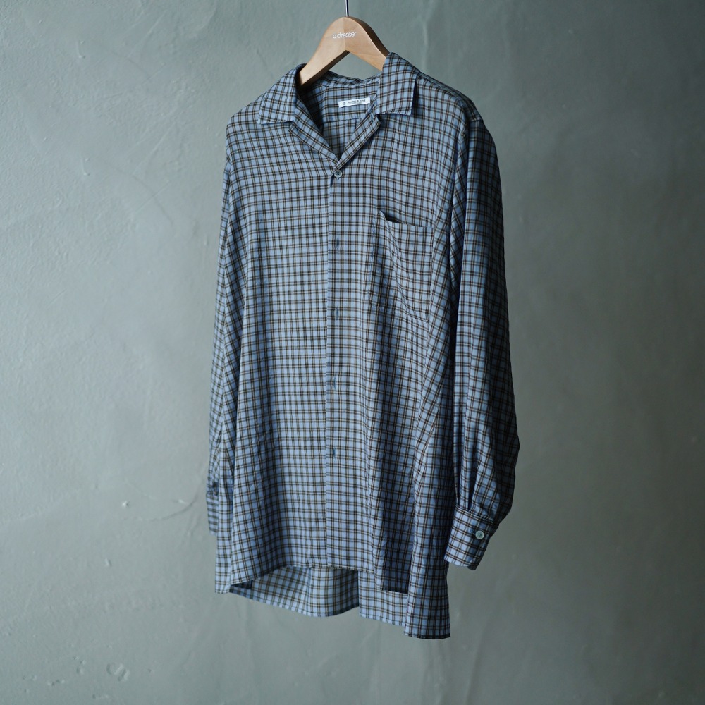 H WOOL ONE PIECE COLLAR SHIRTS (Blue Check)
