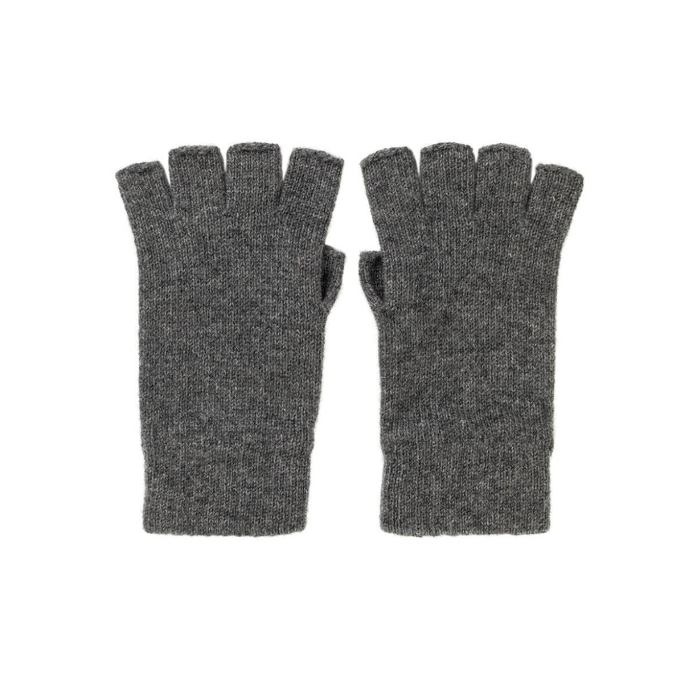 Cashmere Knitted Gloves/Fingerless (Mid Grey)
