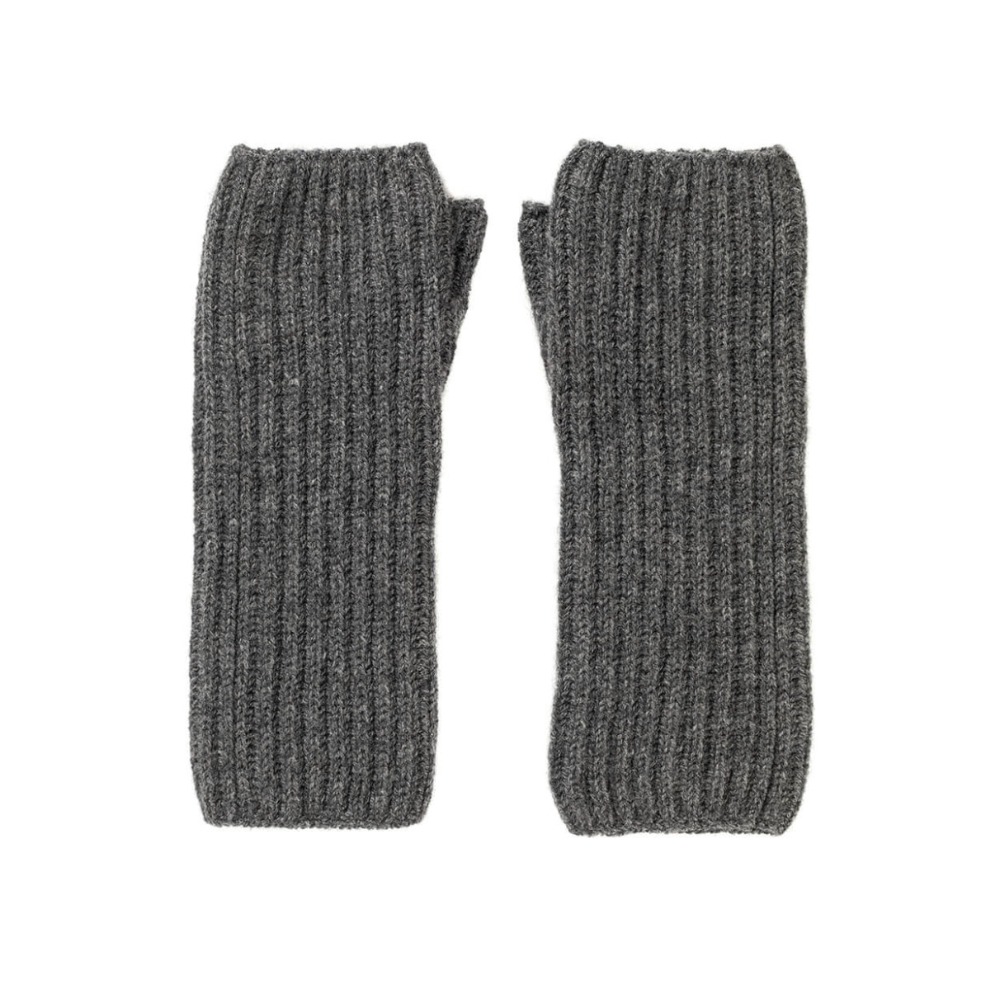 Cashmere Knitted Wrist Warmers (Mid Grey)