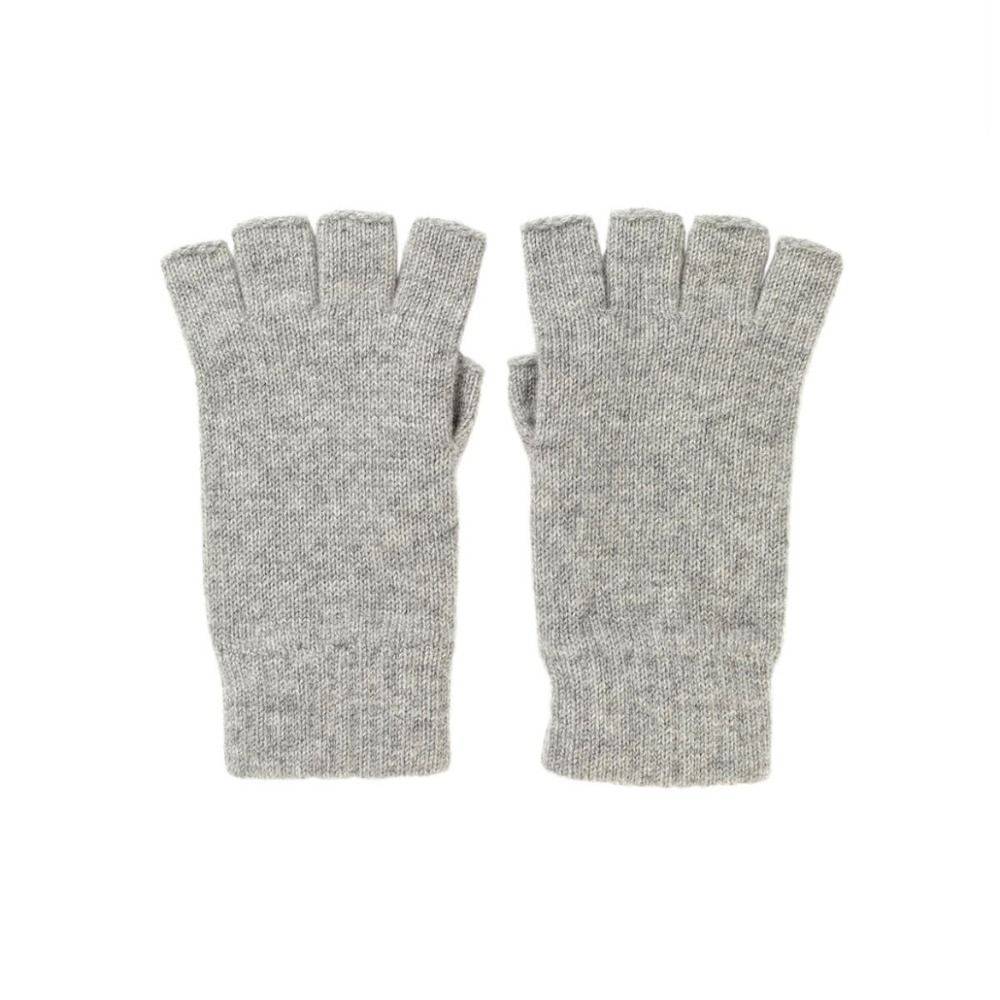 Cashmere Knitted Gloves/Fingerless (Light grey)