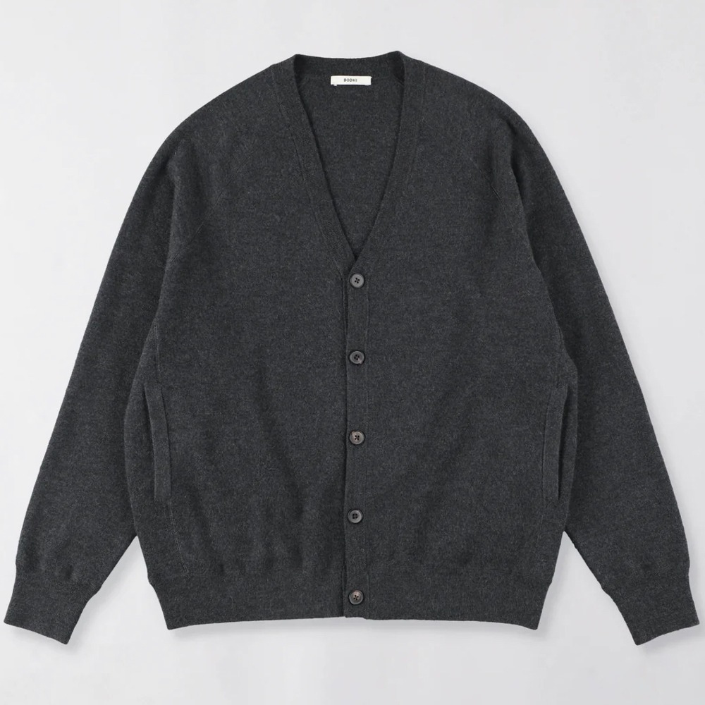 CASHMERE SUPERIOR MIDDLEWEIGHT CARDIGAN (L.Gray)